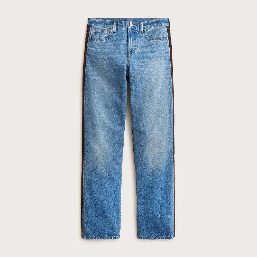 J.Crew Mid Rise Relaxed Straight Jean With Suede Stripe - 27